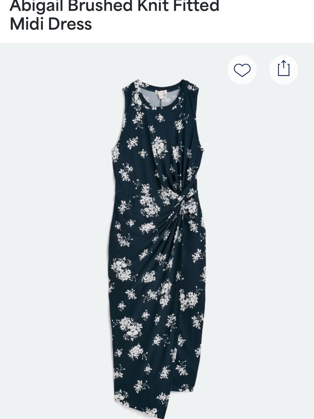 nine britton Navy with White Floral Side-Knot Midi Dress